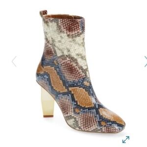 Kurt Geiger Daxon Leather Snake Print Ankle Booties New in Box US7 EU37